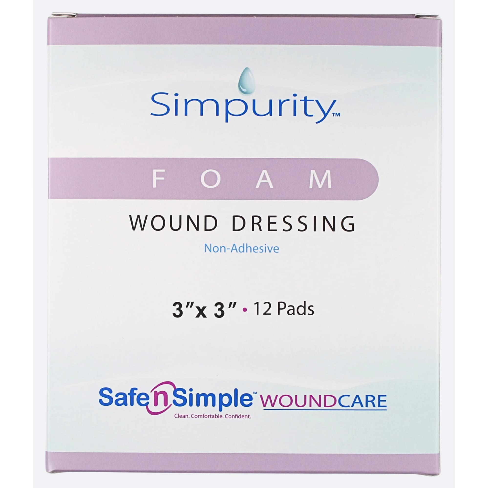 Simpurity Non-Adhesive Foam Wound Dressing, 3 x 3 Inch - Case of 192 - Image 1