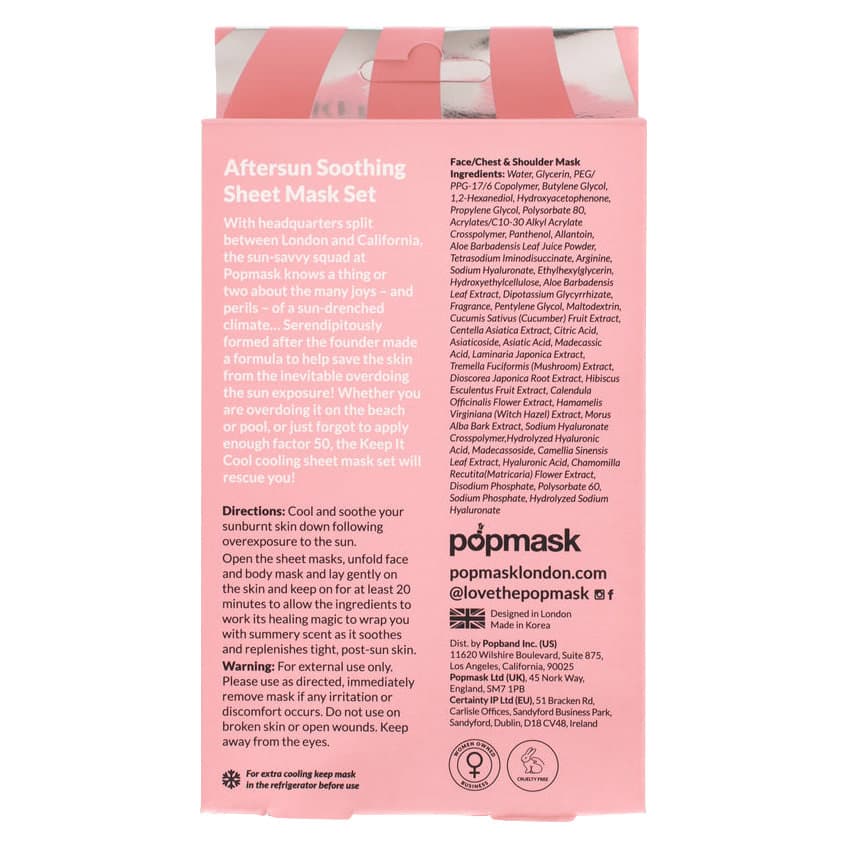POPBAND Aftersun Face, Chest & Shoulder Sheet Mask (3pc) - Each - Image 3