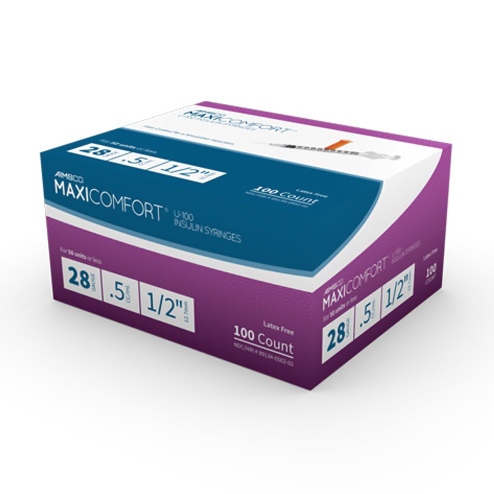 AIMSCO Maxicomfort Standard U-100 Insulin Syringe with Needle - Image 2