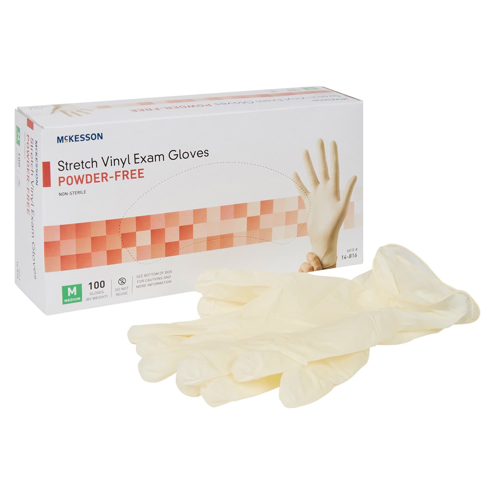 McKesson Stretch Vinyl Powder Free Exam Gloves, Ivory, Medium - Case of 1000 - Image 1