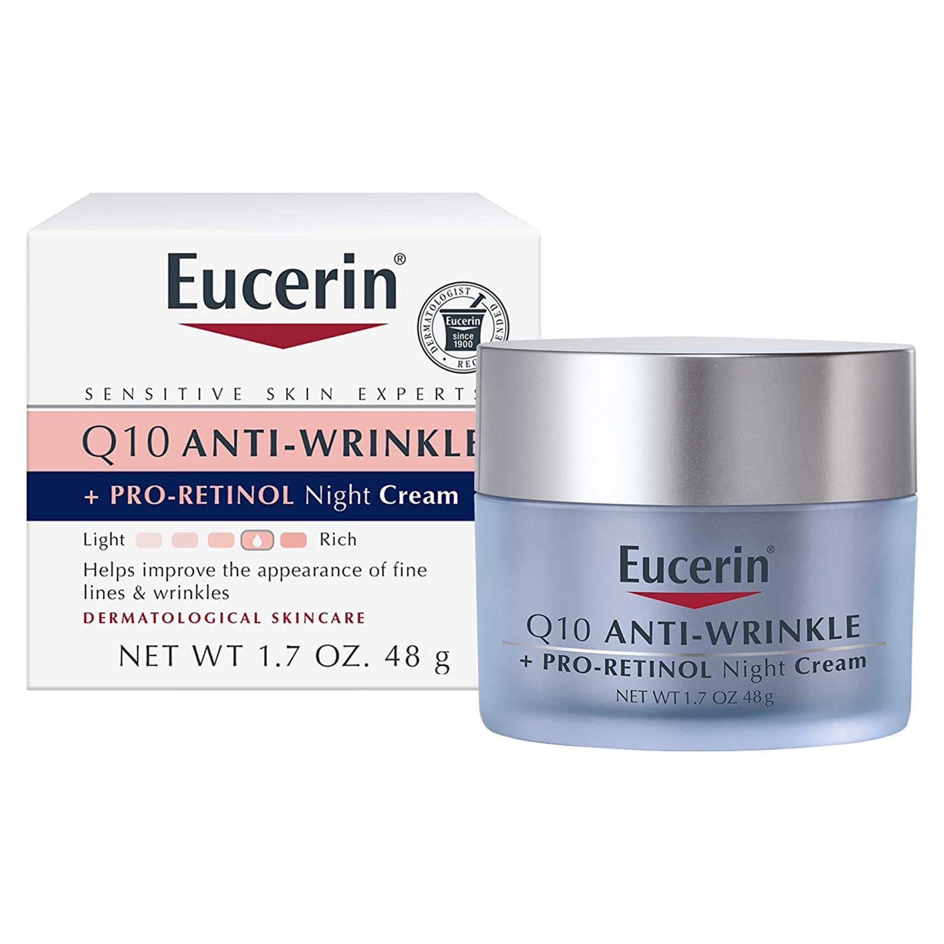 Eucerin Q10 Anti-Wrinkle with Pro-Retinol Night Cream, Unscented, 1.7 oz - Each - Image 1