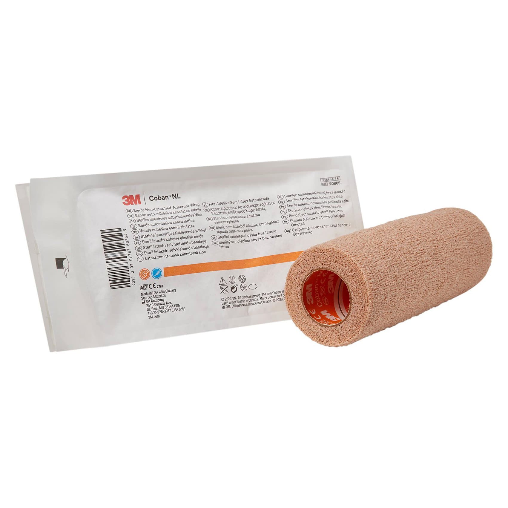 3M Coban LF Cohesive Bandage, 6 Inch X 5 Yard, Compression, Tan - Image 1