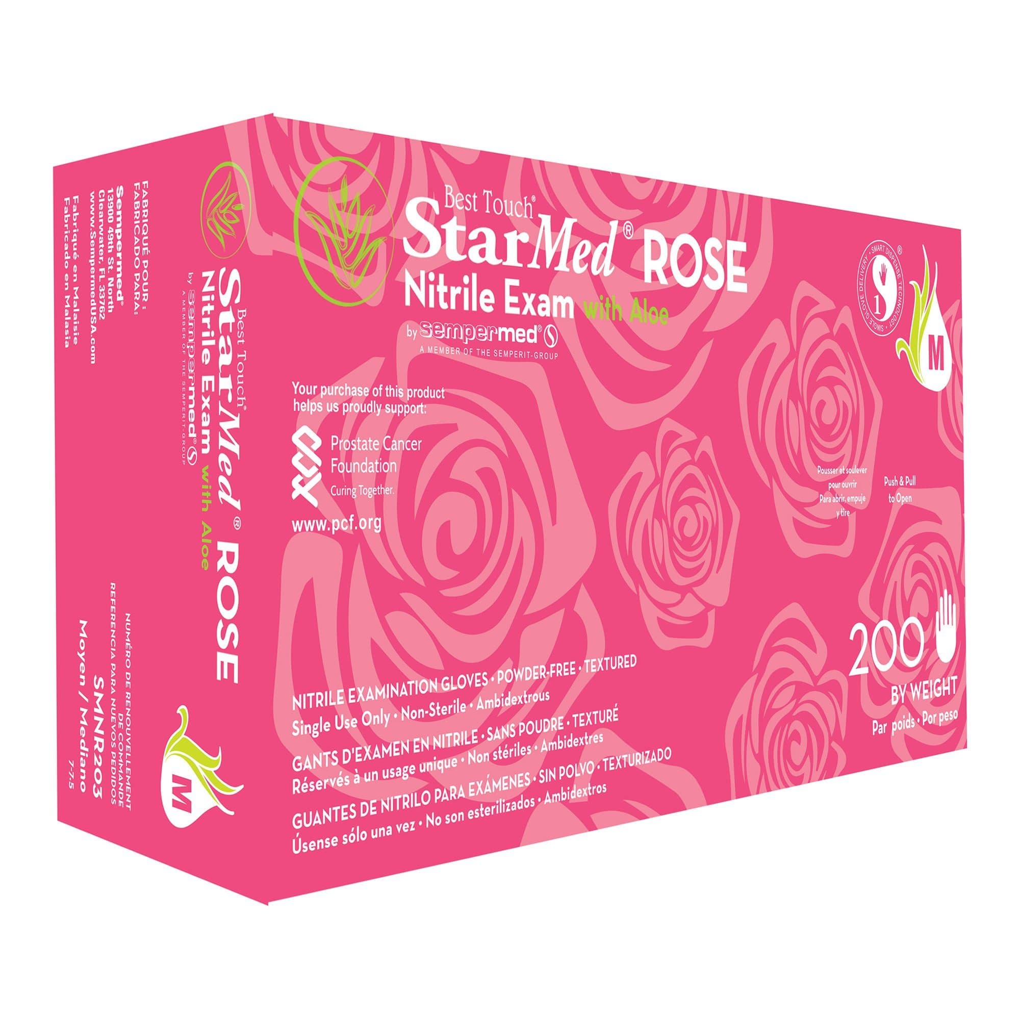 Sempermed Starmed Rose Nitrile Exam Glove, Medium - Box of 200 - Image 1