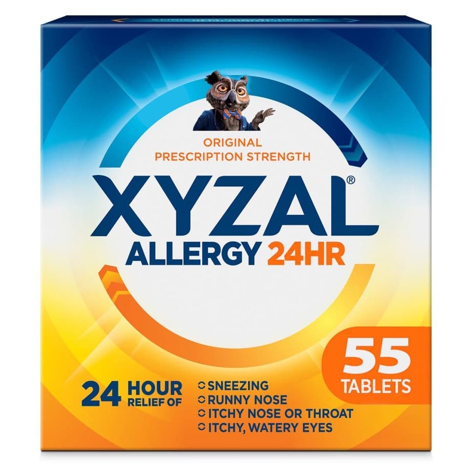 Xyzal Allergy 24HR Relief Medicine Tablets, 55 Count - Case of 24 - Image 1