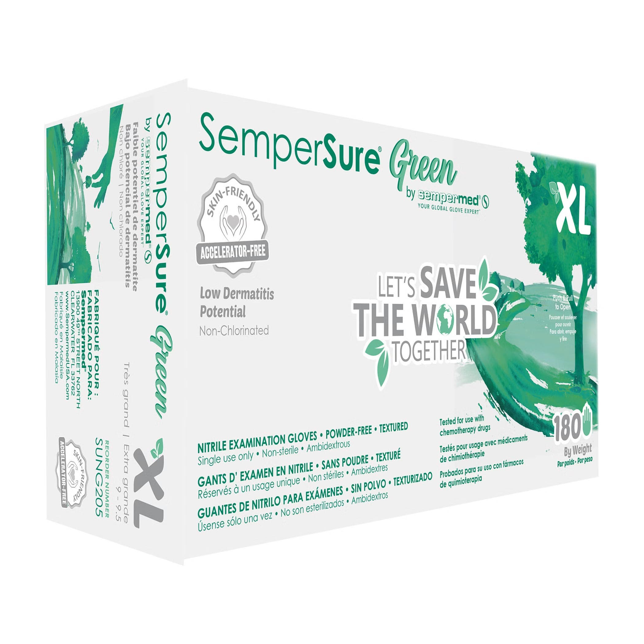 Sempermed Sempersure Green Nitrile Exam Glove, Extra Large - Case of 1800 - Image 1