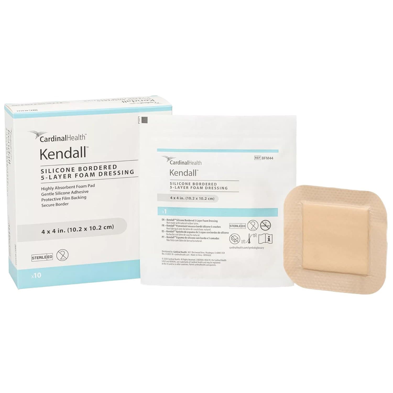 Cardinal Health Kendall Silicone Bordered 5-Layer Foam Dressing