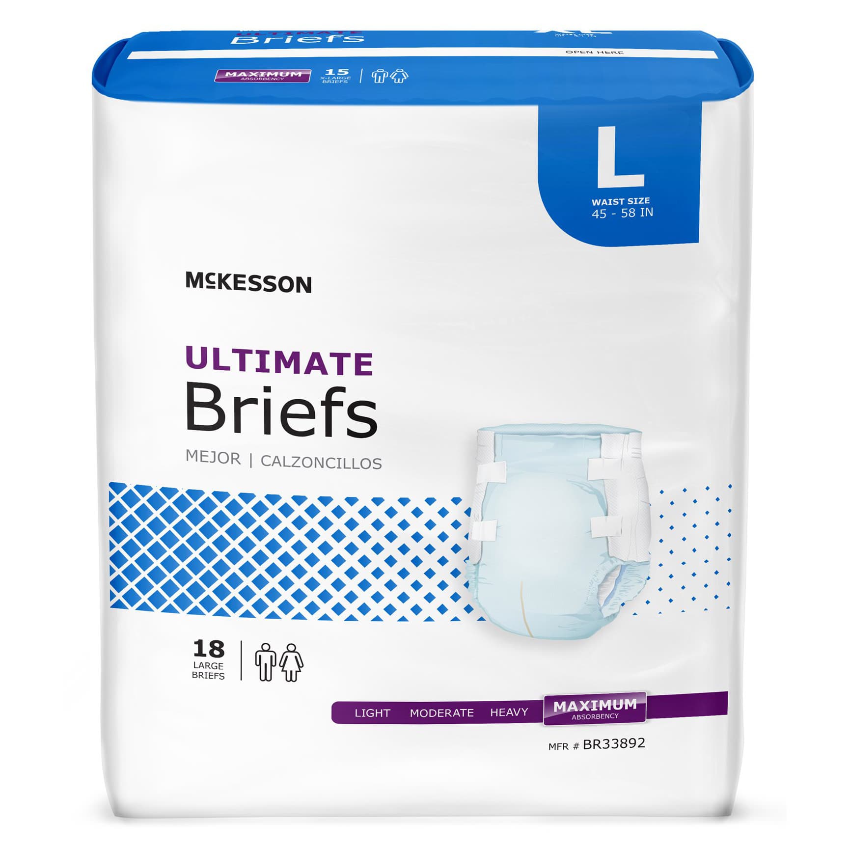 McKesson Ultimate Briefs, Large - Bag of 18 - Image 1