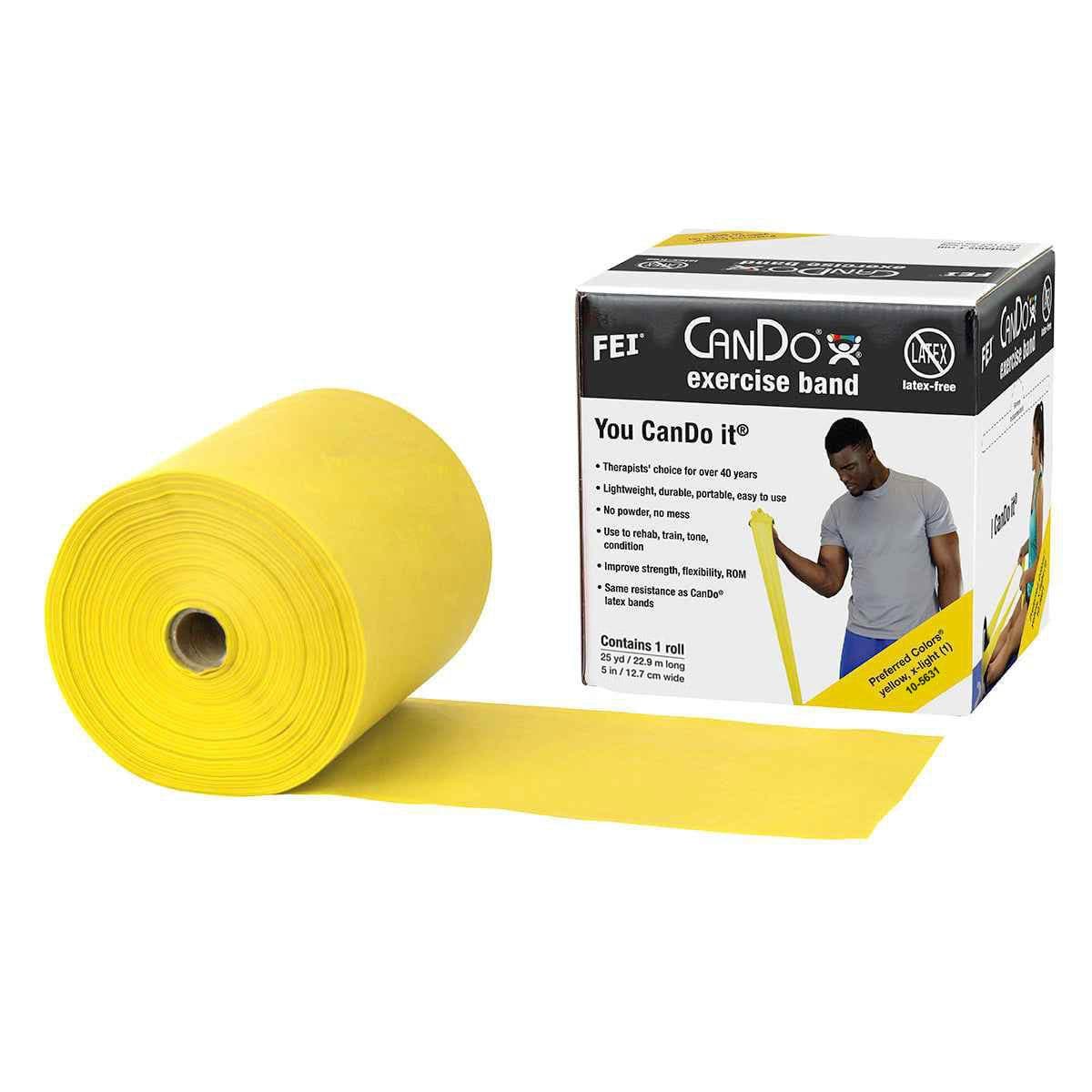 CanDo Latex Free Exercise Band, 25 yard Roll, Yellow, Extra-light - Image 1