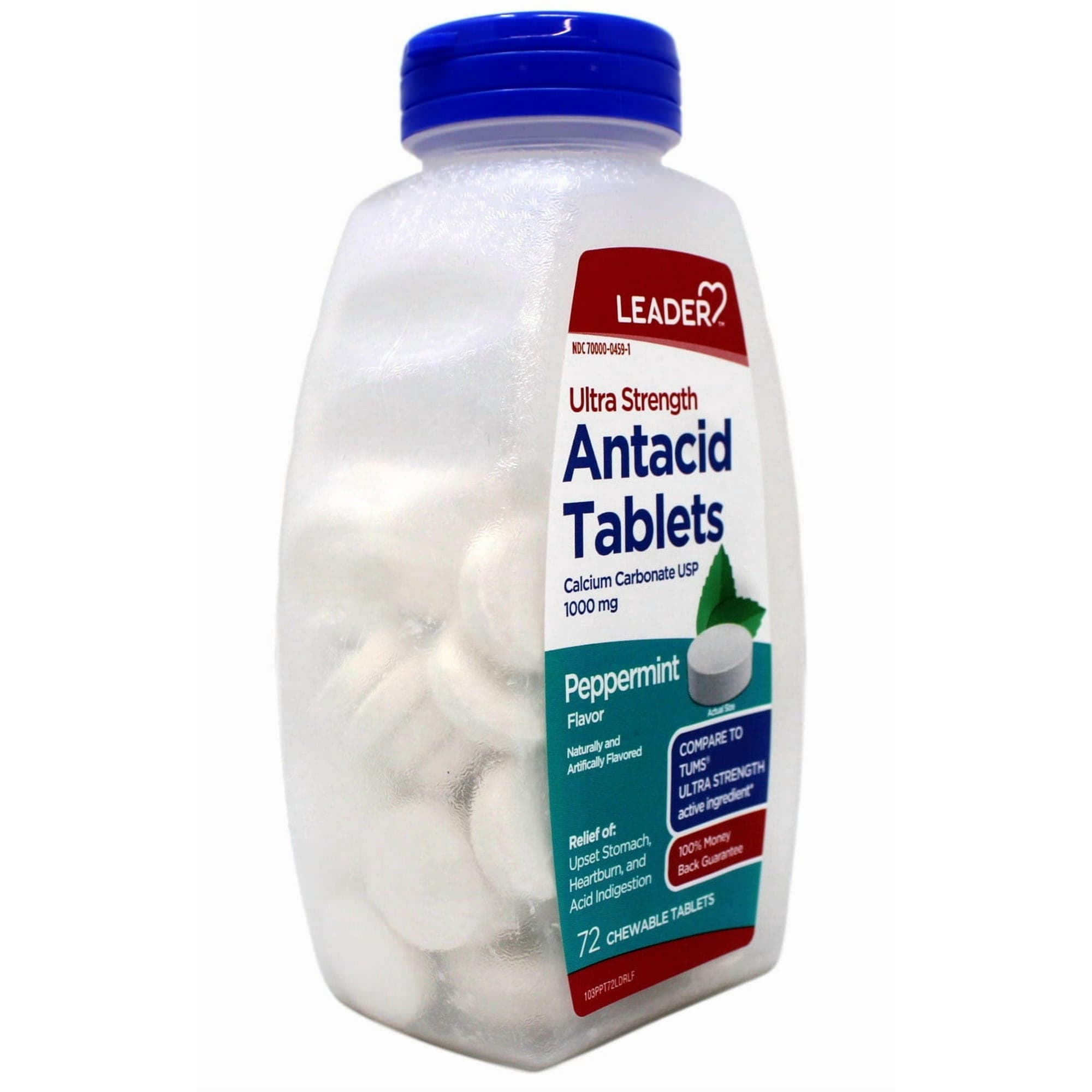 Leader Ultra Strength Antacid, Chewable Tablets, Peppermint, 1000 mg, 72 Count - Each - Image 2