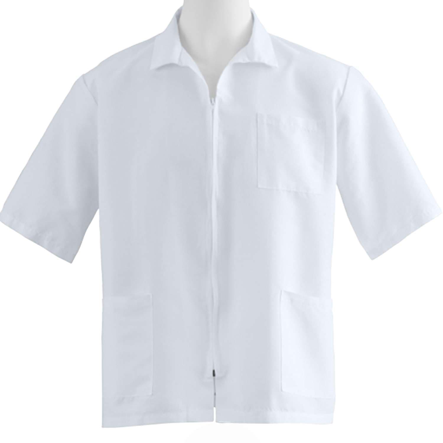 Medline Unisex Zip Front Smock, White, Medium - Image 1