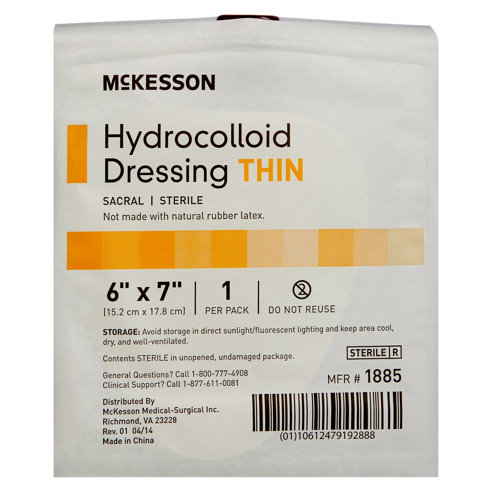 McKesson Thin Hydrocolloid Sacral Dressing, 6 x 7 Inch - Image 1