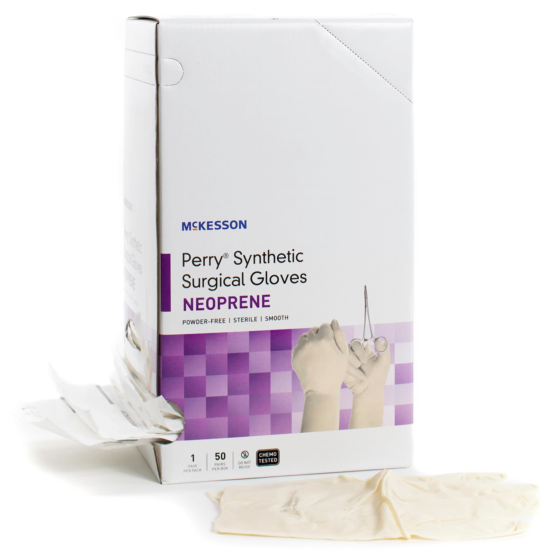 McKesson Perry Synthetic Surgical Glove Cream Beaded Cuff Standard, Size 9 - Case of 400 - Image 1