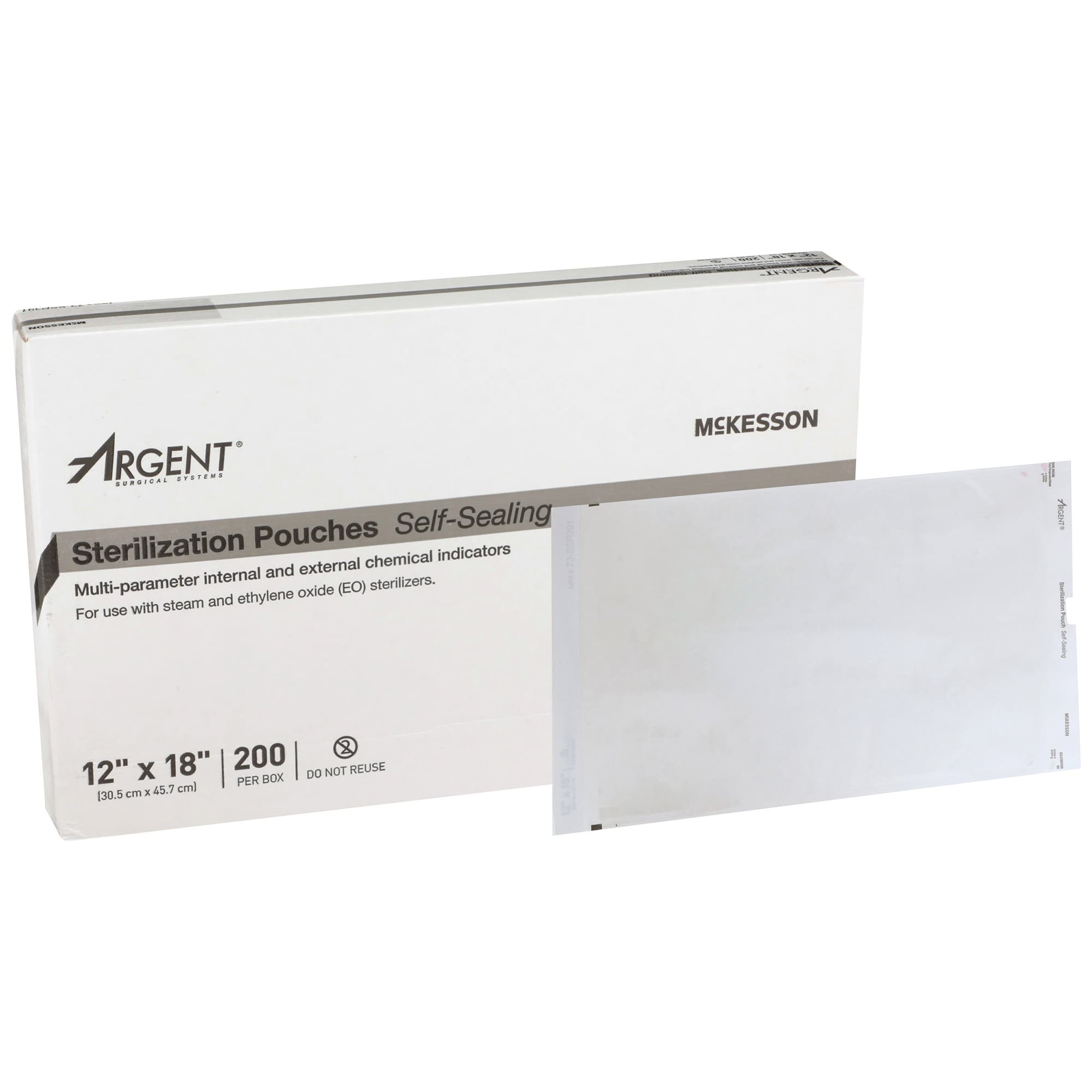 McKesson Argent Sure-Check Sterilization Pouch Transparent-Blue, 12 x 18 Inch - Case of 1000 - Image 1