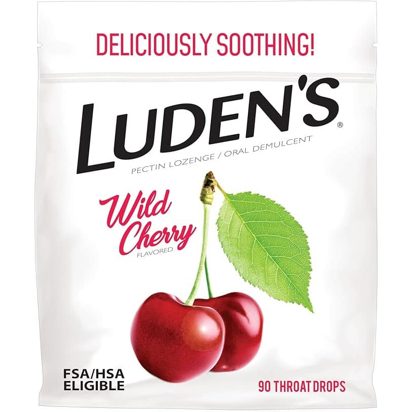 Luden's Sore Throat Relief Wilde Cherry Lozenges Drops, 90 Count - Each - Image 1
