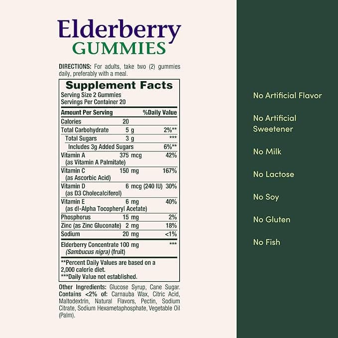 Nature's Bounty Elderberry Gummies - Bottle of 40 - Image 2