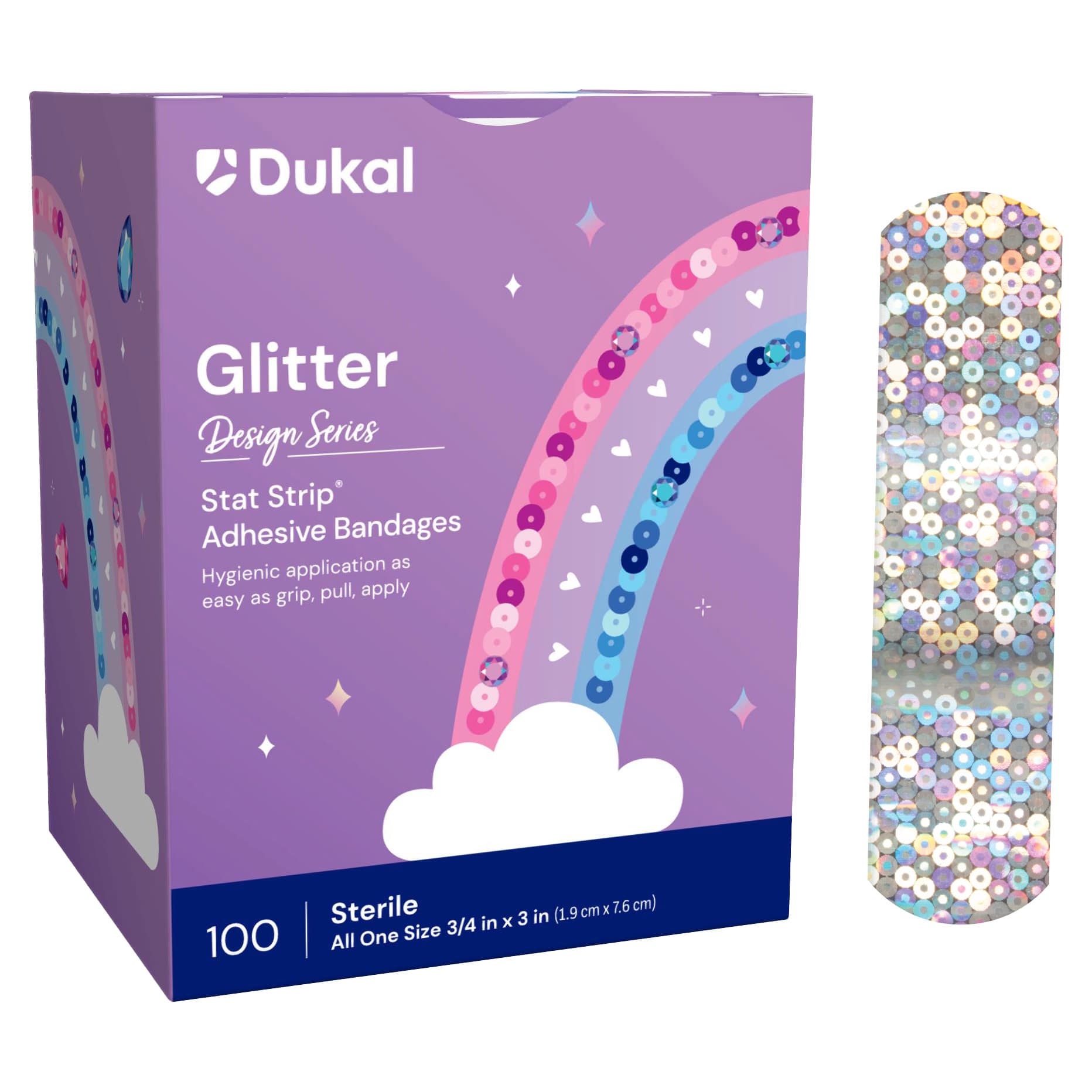 Dukal Glitter & Stars Adhesive Bandages with Stat Strip - Image 4