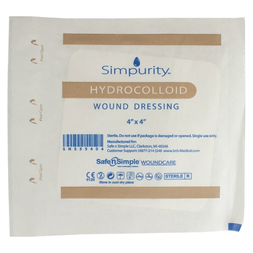 Simpurity Hydrocolloid Wound Dressing, 4 x 4 Inch - Each - Image 1