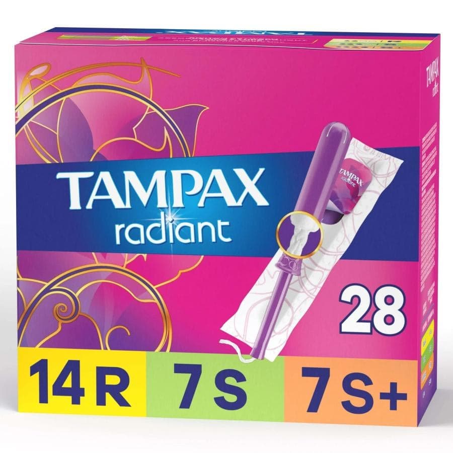 Tampax Radiant Tampons, Regular-Super-Super Plus Absorbency - Box of 28 - Image 1