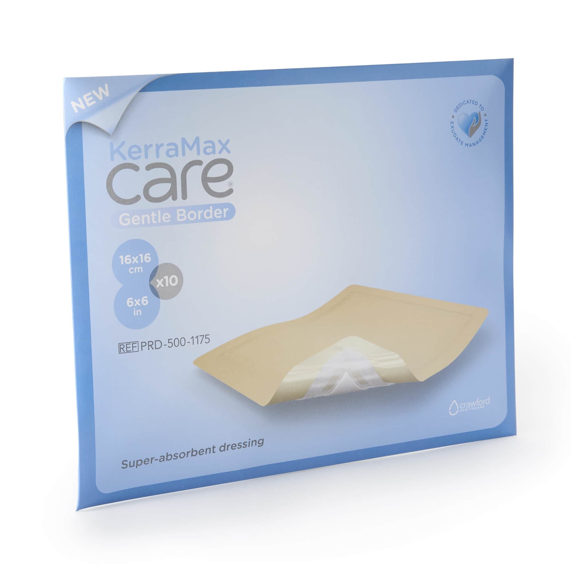 KerraMax Care Gentle Border Super Absorbent Dressing, 6 x 6 Inch - Box of 10 - Image 1