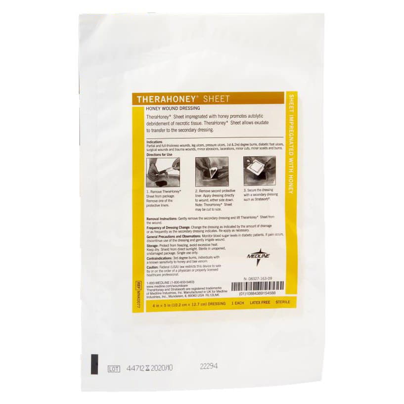 TheraHoney Honey Wound Dressing Sheet 4x5 Inch TheraHoney Honey Wound Dressing Sheet 4x5 Inch