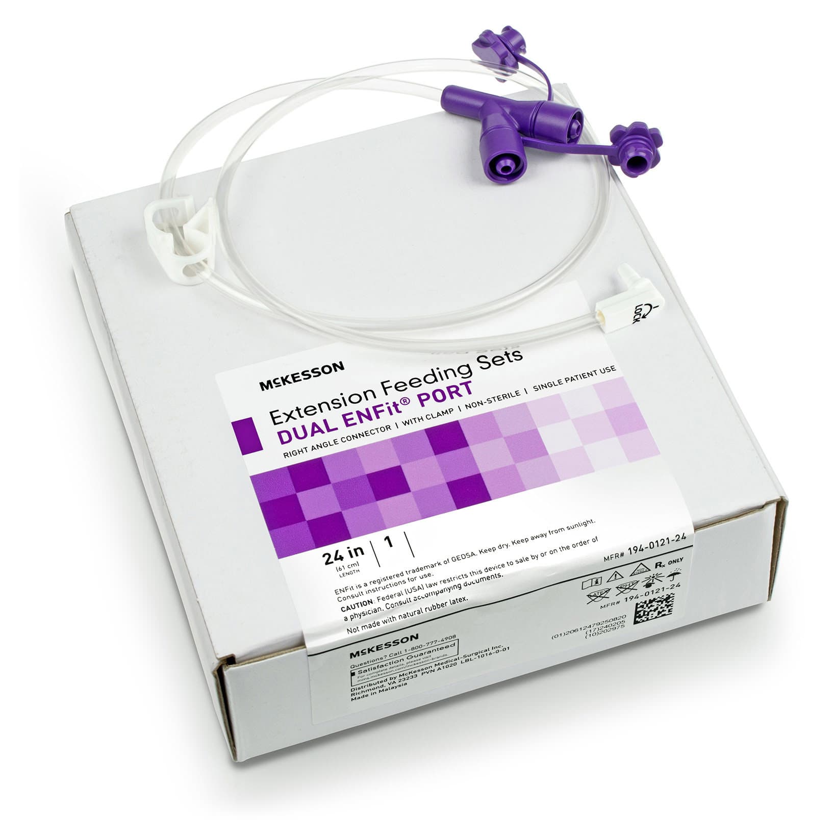 McKesson Enfit Y-Port Enteral Extension Set with Right Angle Connector, 24 Inch - Each - Image 1