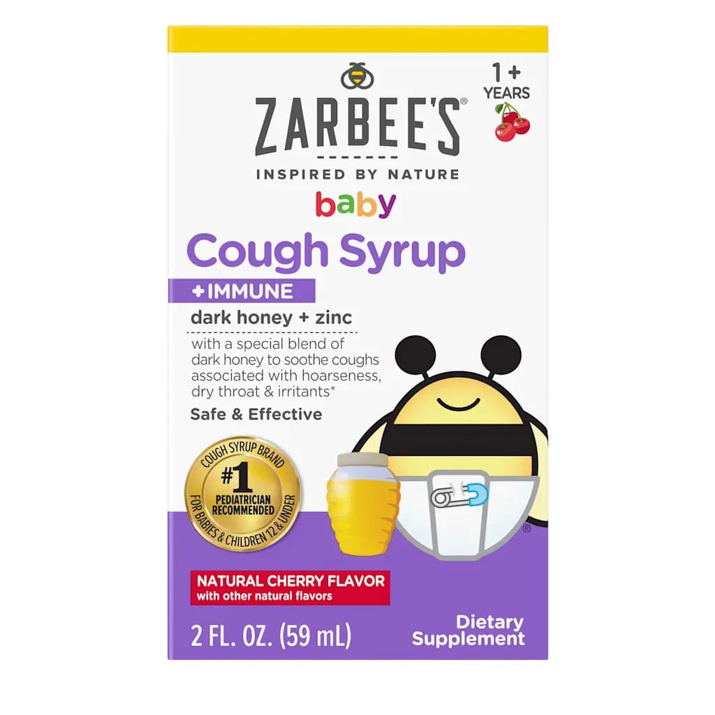 Zarbee's Naturals Baby Cough Syrup with Dark Honey and Zinc, 2 oz - Image 1