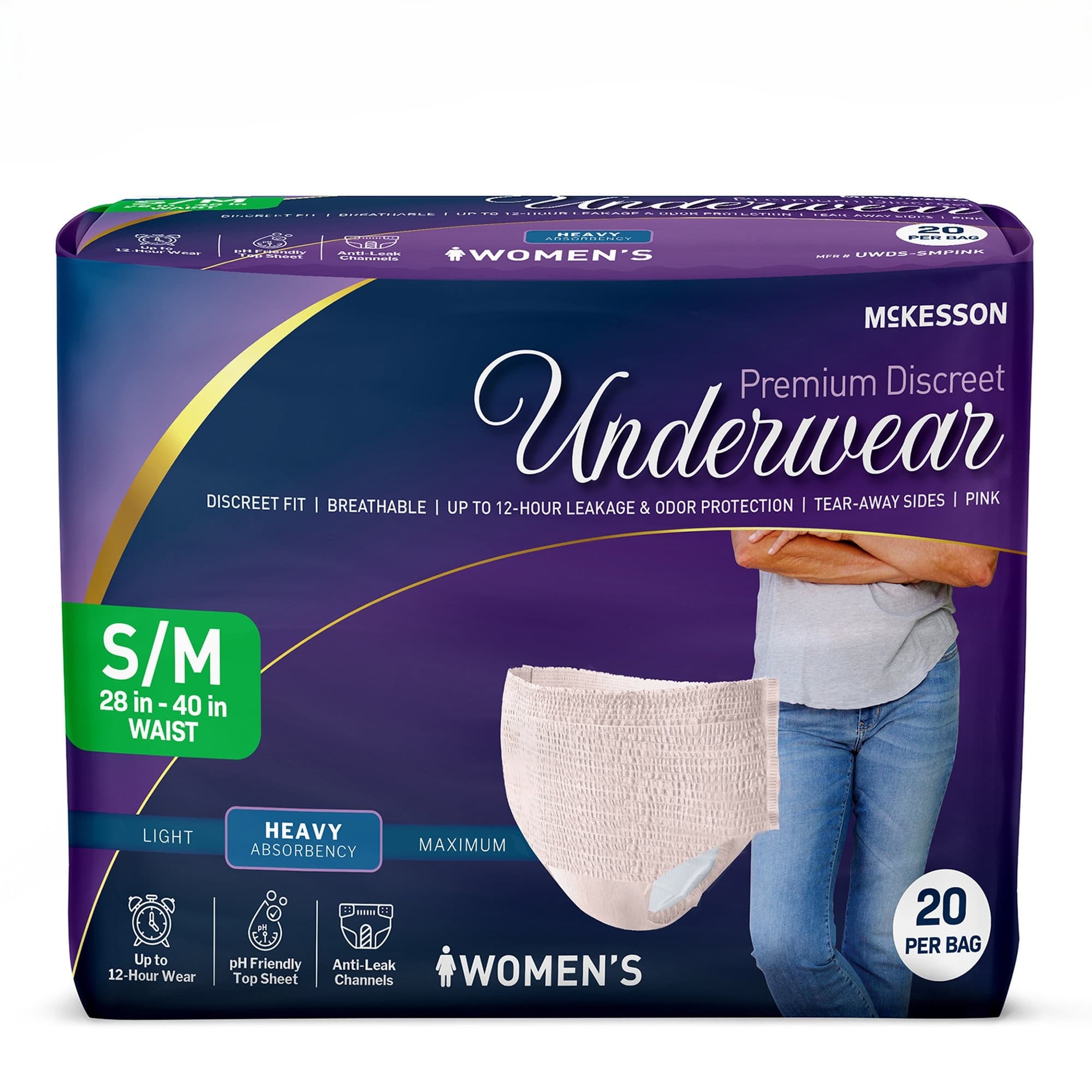 McKesson Premium Discreet Heavy Underwear For Women, Small/Medium - Bag of 20 - Image 1