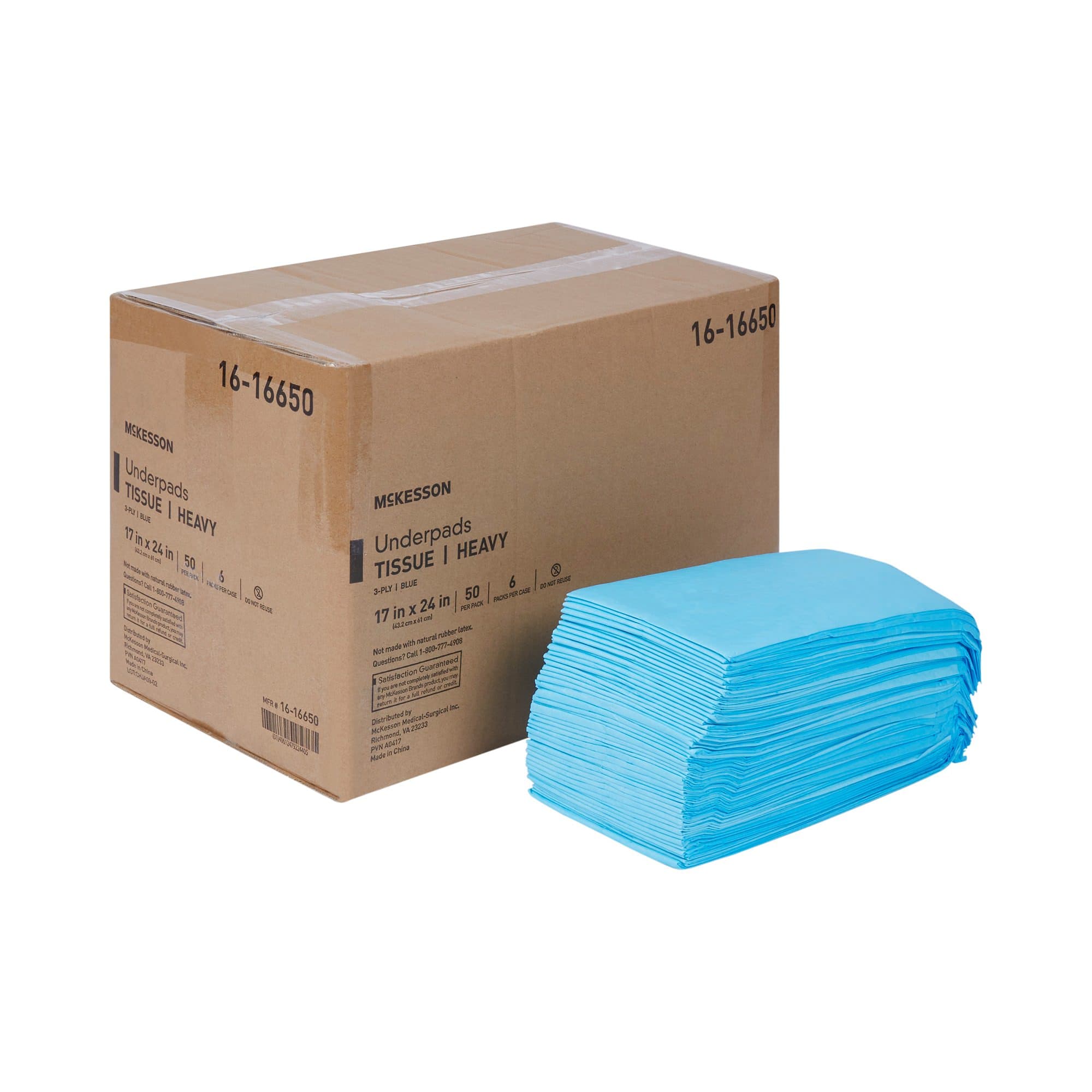 McKesson Blue Procedure Underpad, 17 x 24 Inch - Package of 50 - Image 3