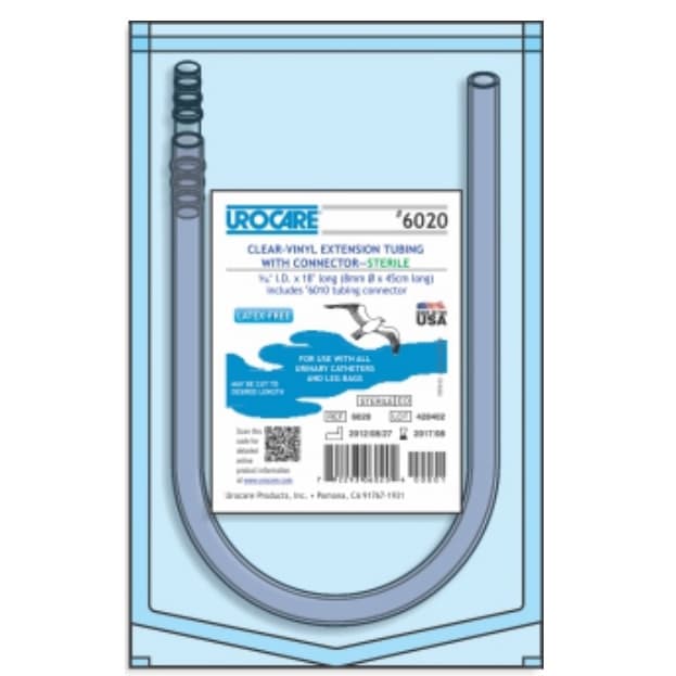 Urocare Clear Vinyl Tubing with Connector, 0.31" I.D. x 18"L, Sterile - Each - Image 1