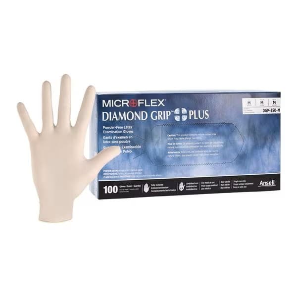Microflex Medical Diamond Grip Plus Latex Exam Gloves, Medium - Case of 1000 - Image 1