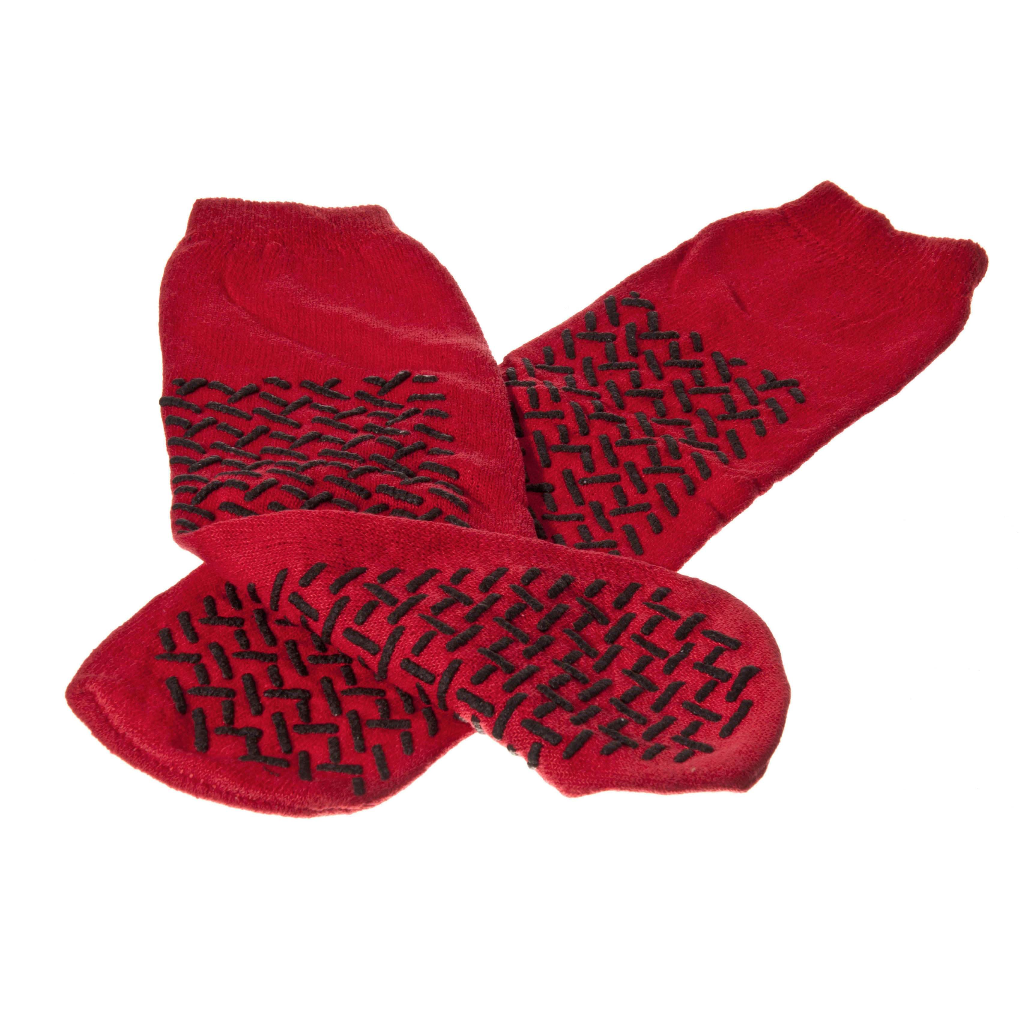 Medline Double-Tread Fall Prevention Patient Slippers, Red, Size XL - Case of 48 - Image 1