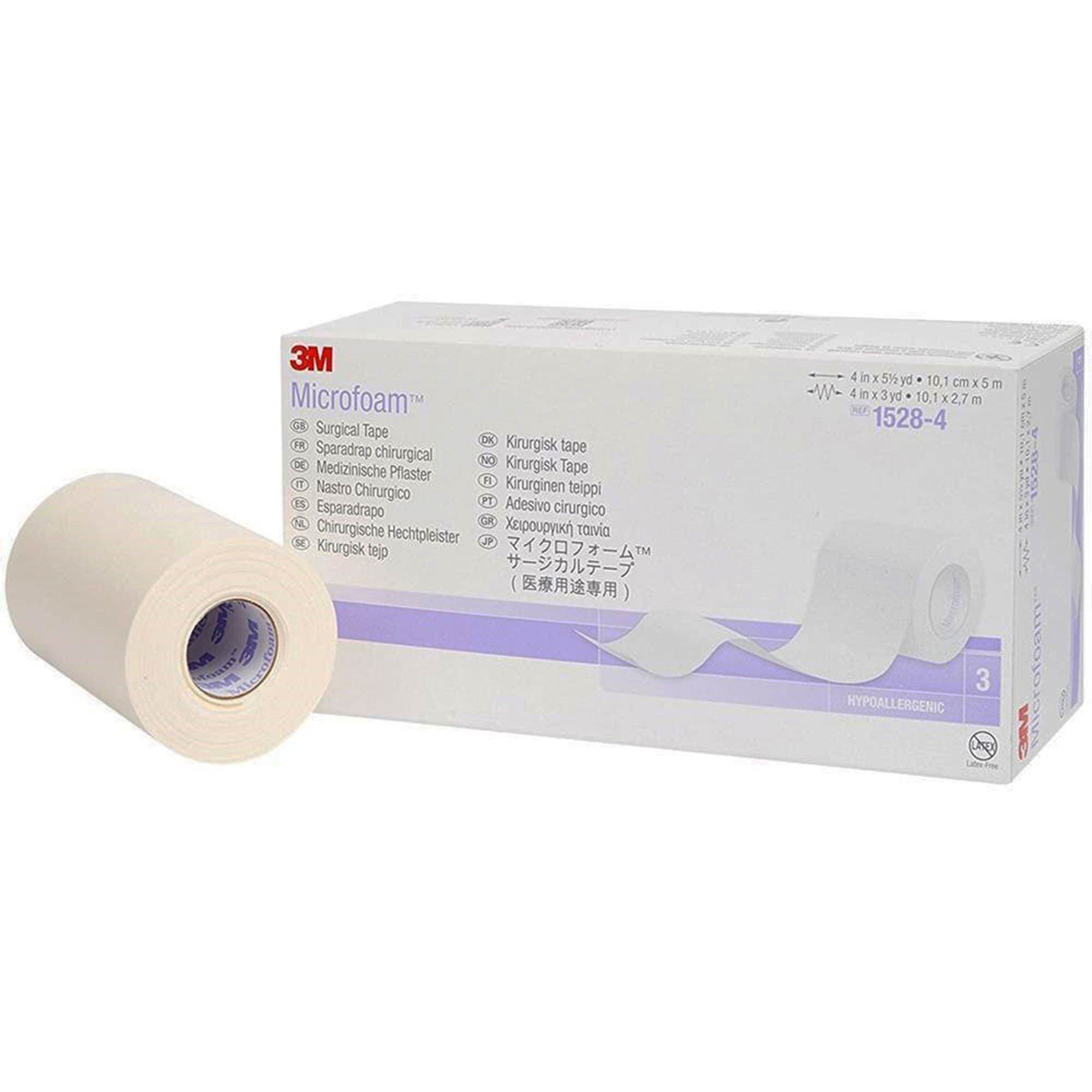 Microfoam Water Resistant Surgical Tape, 4 Inch x 5-1/2 Yard - Box of 3 - Image 1