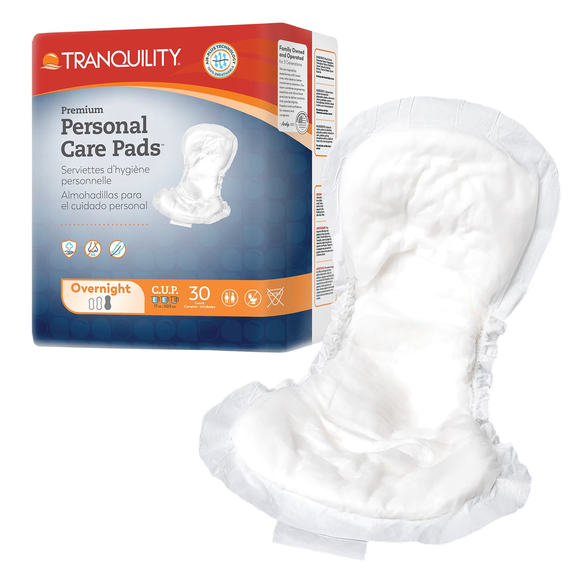 Tranquility Bladder Control Personal Care Pads, Overnight Absorbency - Case of 96 - Image 1
