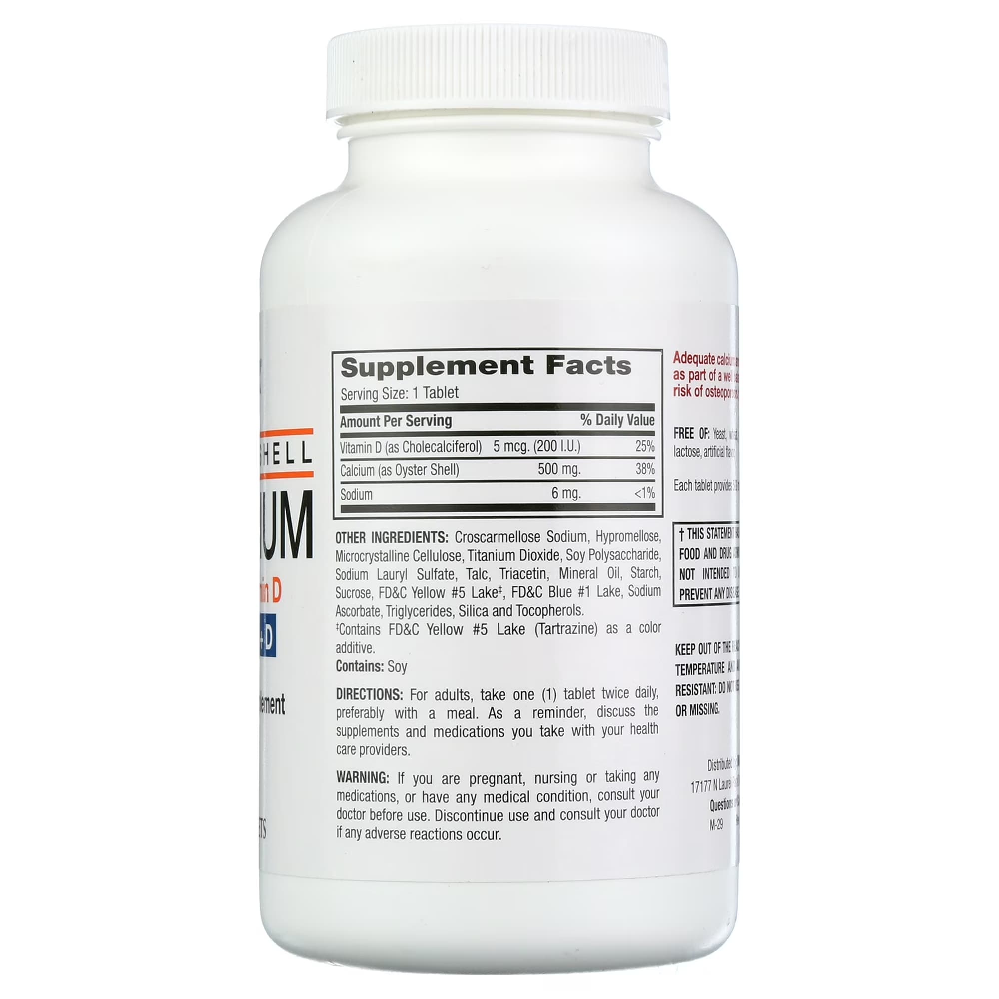 Major Pharmaceuticals Oyster Shell Calcium with Vitamin D Tablets, 500 mg - Image 2