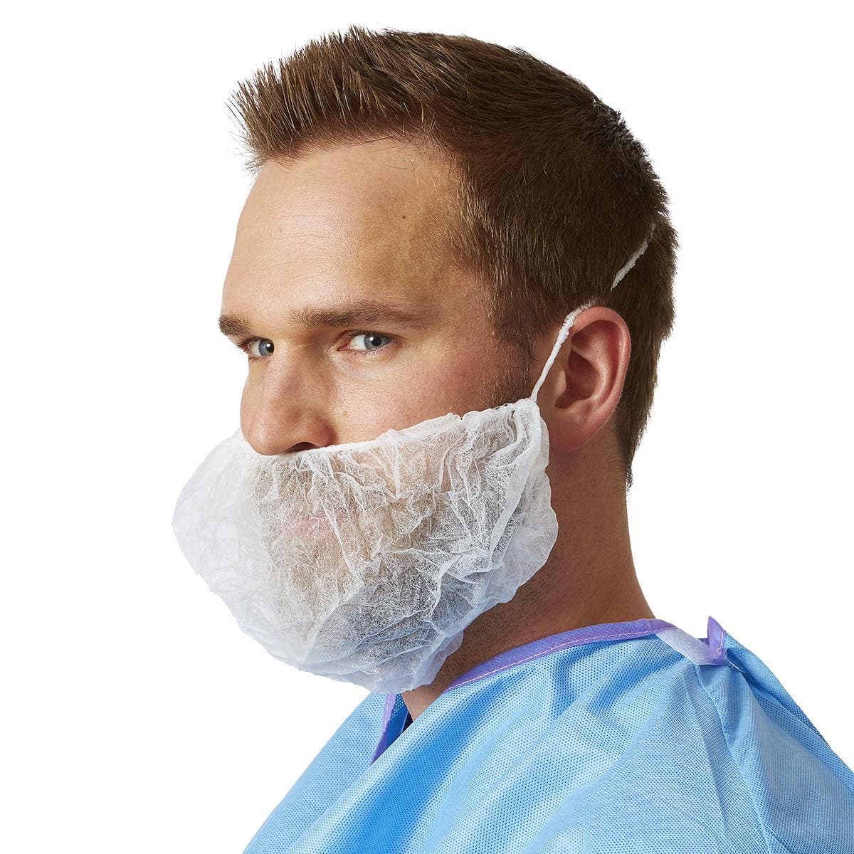 Medline Spunbond Beard Covers with Elastic, White