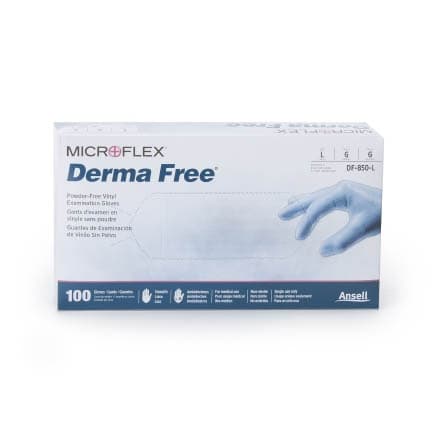 Microflex Medical Derma Free Vinyl Exam Gloves, Large - Box of 100 - Image 1