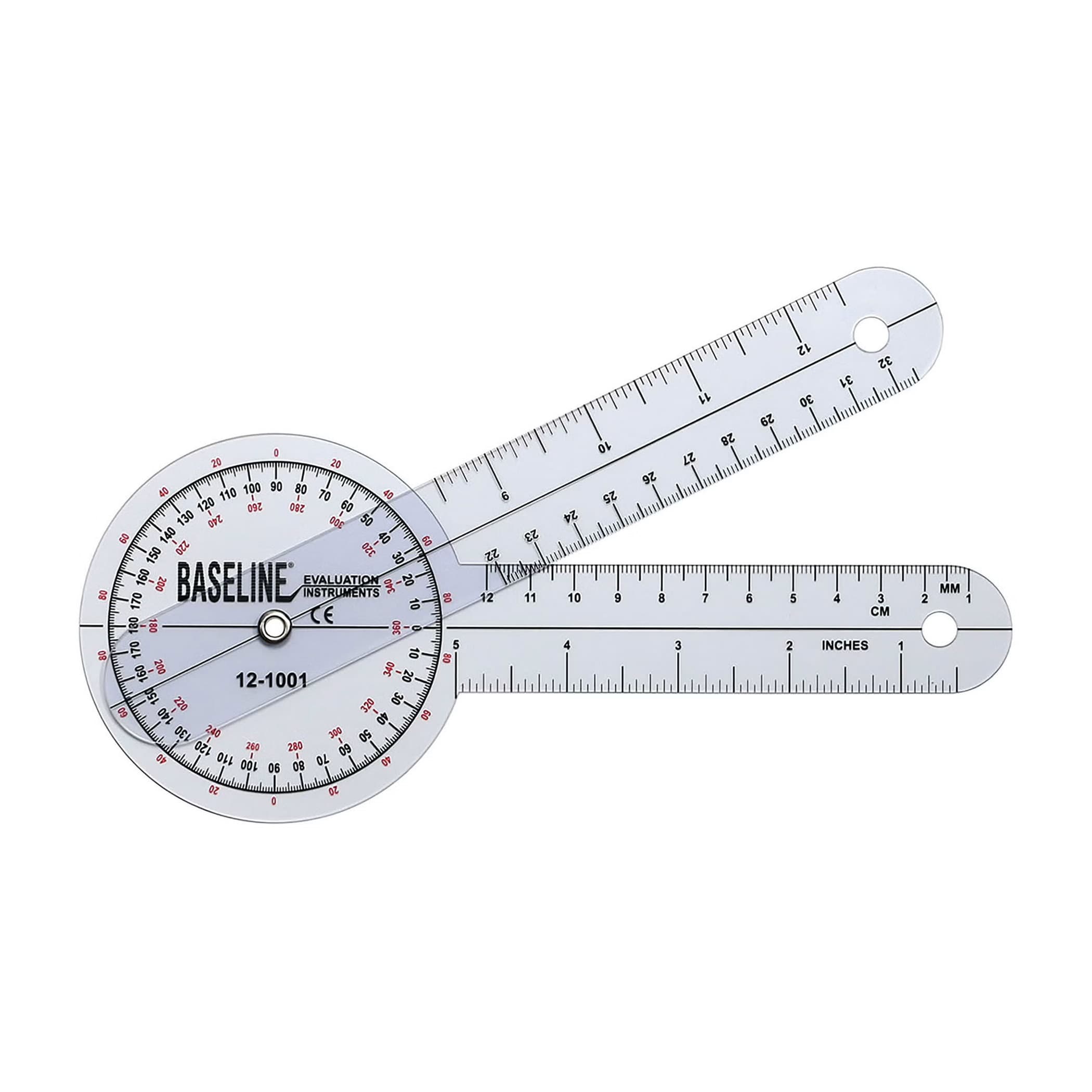 Baseline 360 Degree Transparent Plastic Goniometer, 8" Arms - Image 1