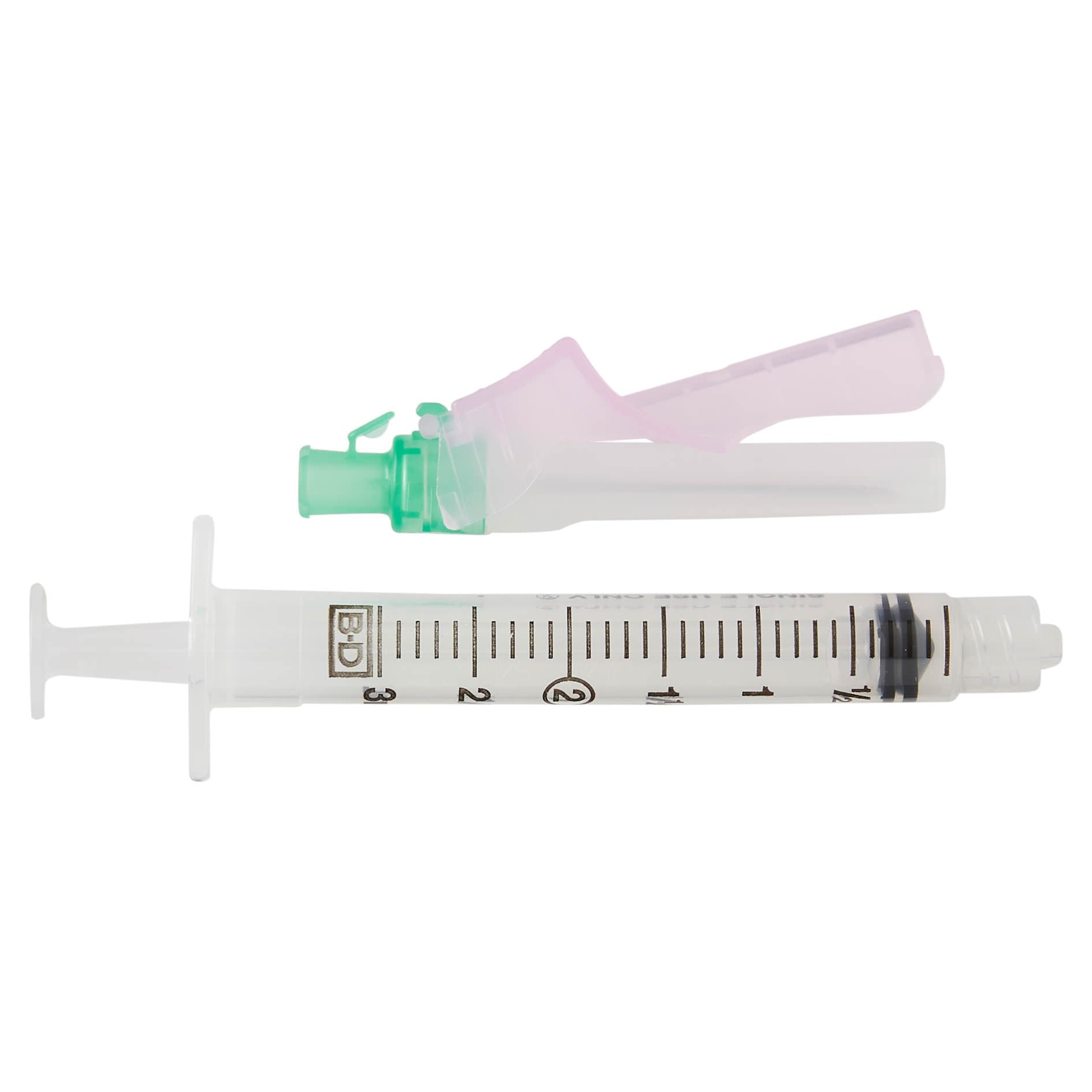 BD Eclipse Safety Hypodermic Syringe with Needle, Luer Lock Tip, 3 mL, 21 Gauge, 1-1/2 Inch - Box of 50 - Image 1