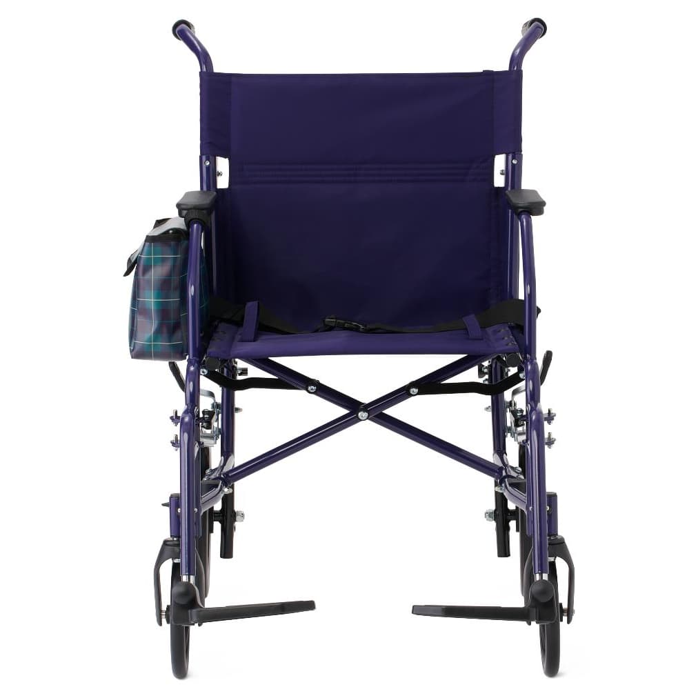 Medline Basic Steel Transport Chair, Blue Frame/Blue Upholstery - Each - Image 1
