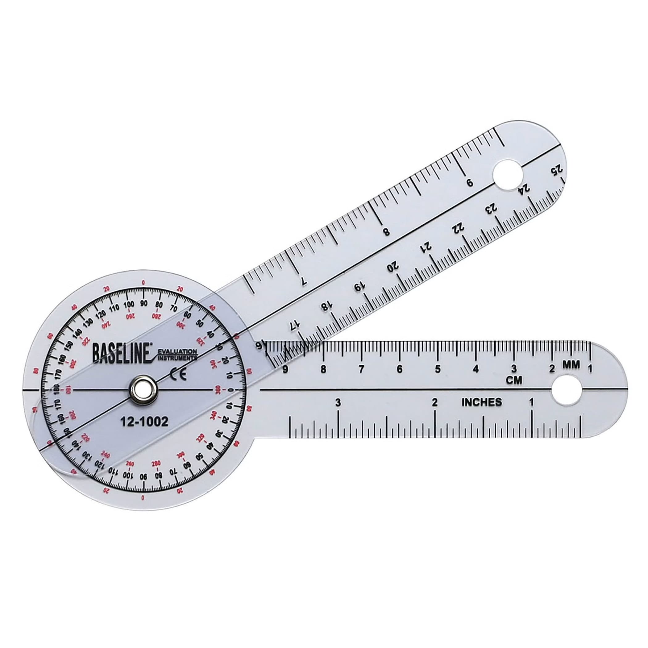 Baseline 360 Degree Transparent Plastic Goniometer, 6" Arms - Image 1