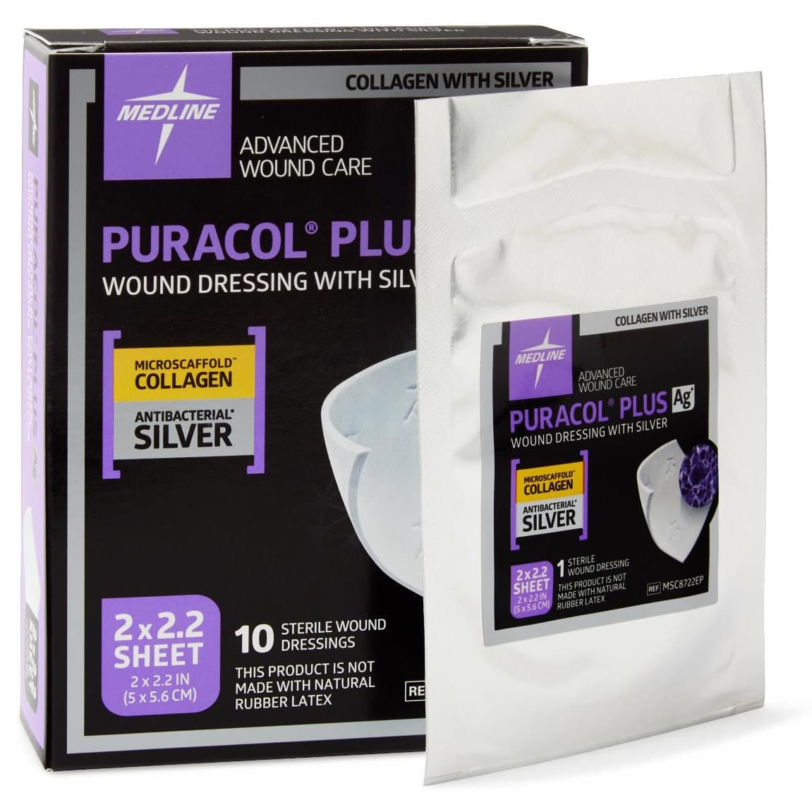 Puracol Plus AG+ Collagen Dressing, 2 x 2.2 Inch - Case of 50 - Image 1