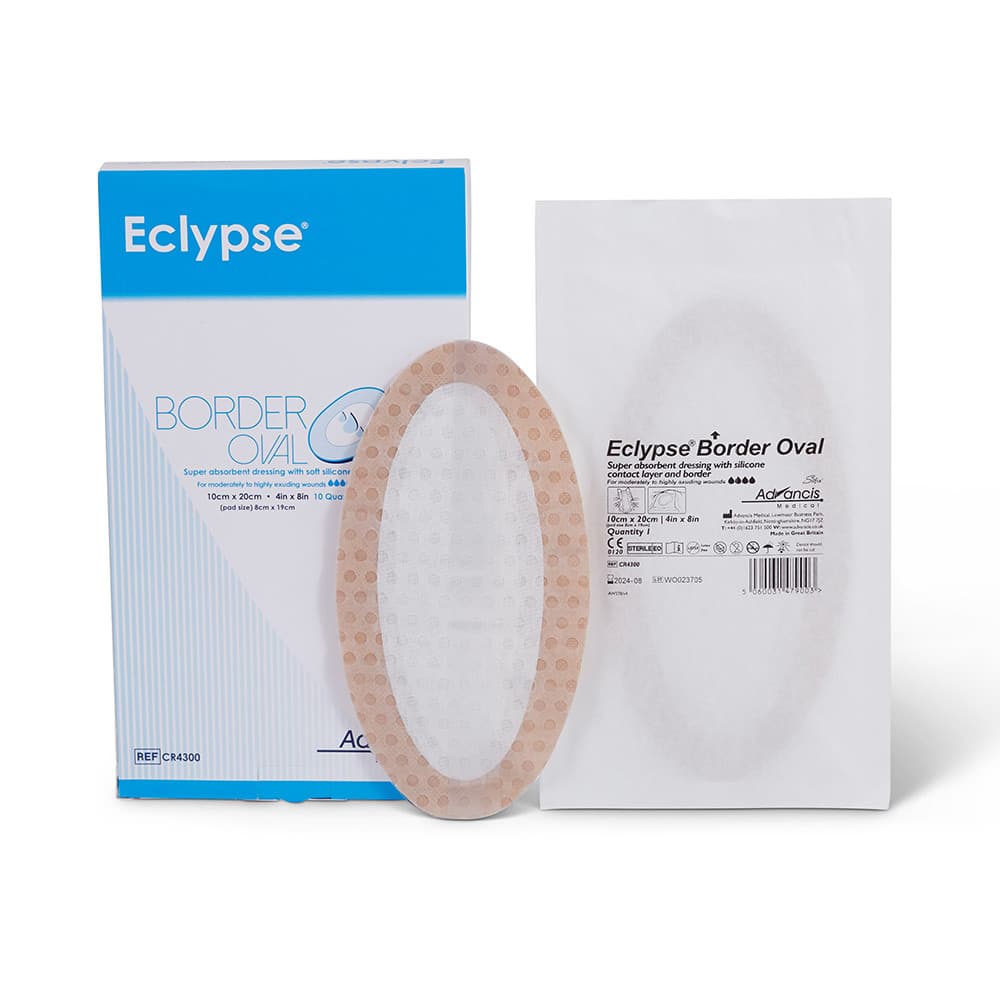 Eclypse Border Oval Super Absorbent Dressing 4 x 8 Inch - Box of 10 - Image 1