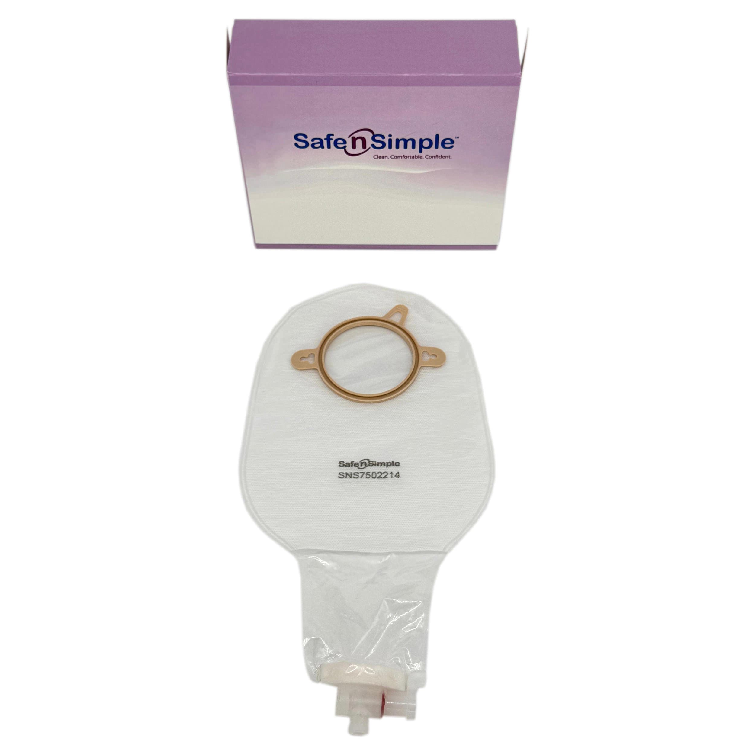 Safe N Simple 9" Transparent 2-Piece Urostomy Pouch with Valve and Belt Tabs, 2-1/4 Inch - Case of 80 - Image 1