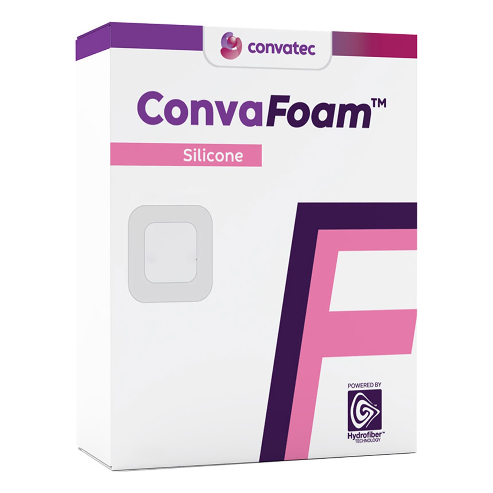 ConvaFoam Adhesive Silicone Hydrofiber Foam Dressing, 8" x 8" - Image 1