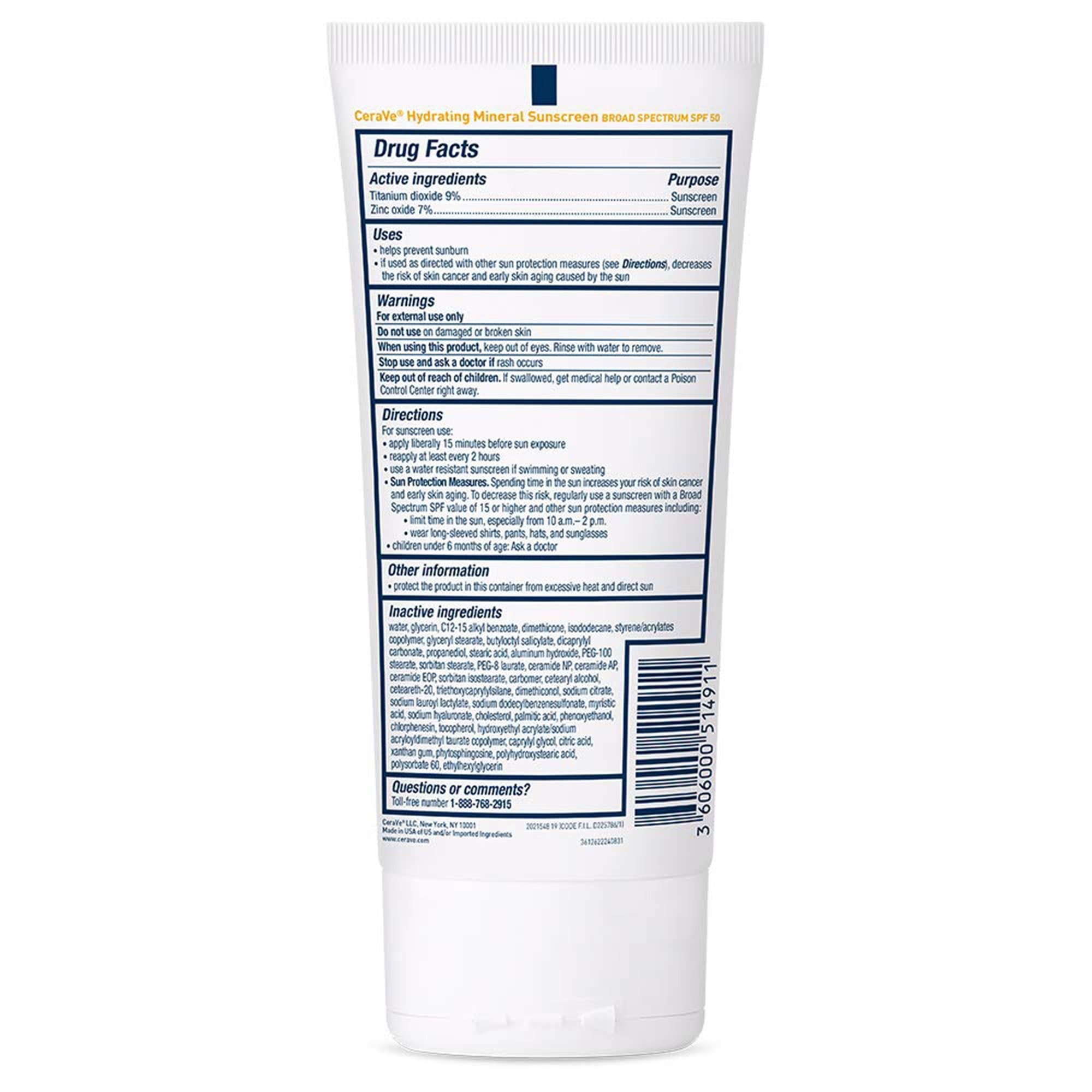 CeraVe Hydrating Mineral Sunscreen SPF Lotion - Image 2