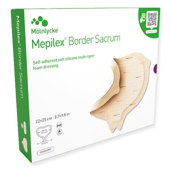 Mepilex Border Sacrum Foam Dressing, 8.7 x 9.8 Inch - Box of 10 - Image 1
