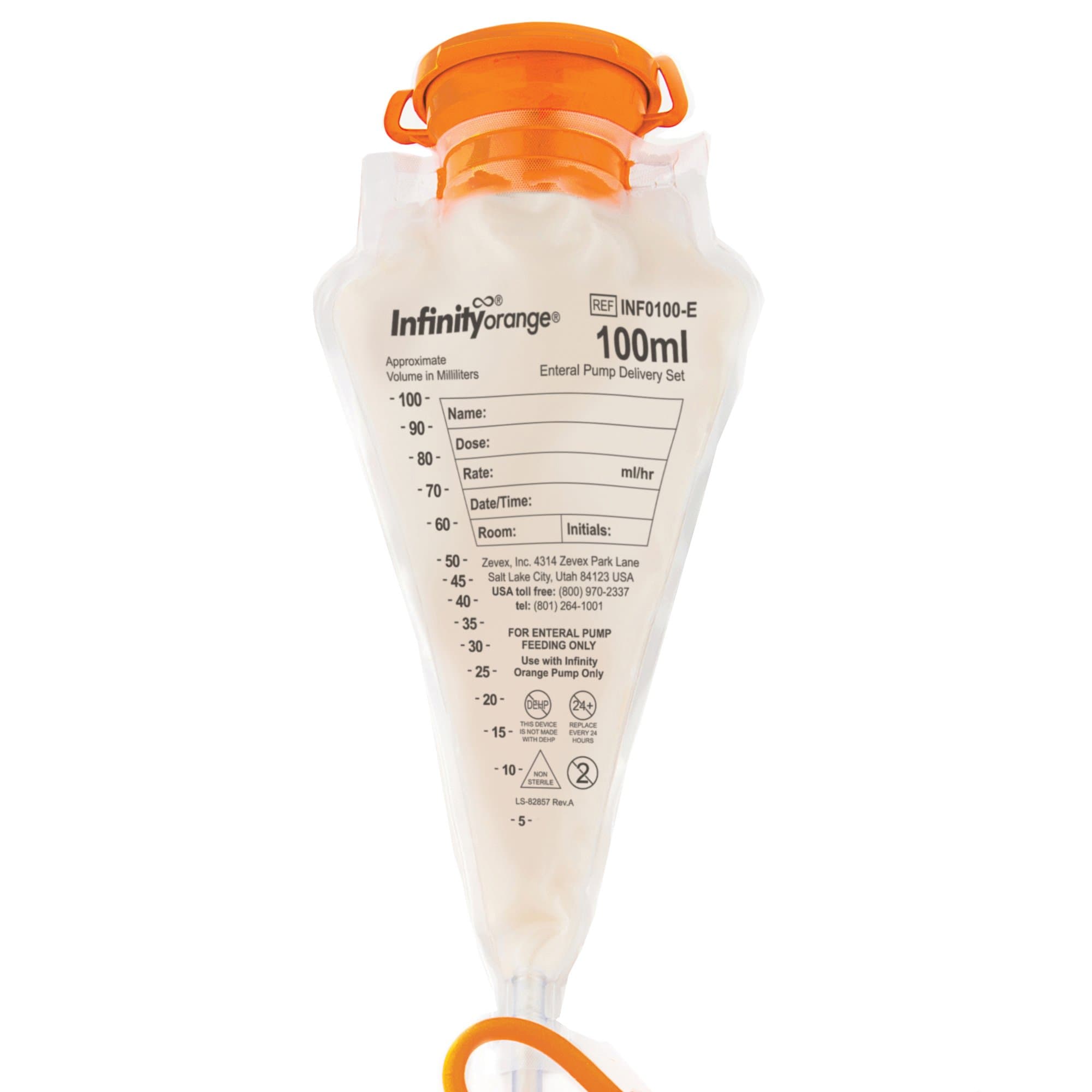 Moog Infinity Orange Enteral Feeding Pump Bag Set with ENFit Connector - Image 2