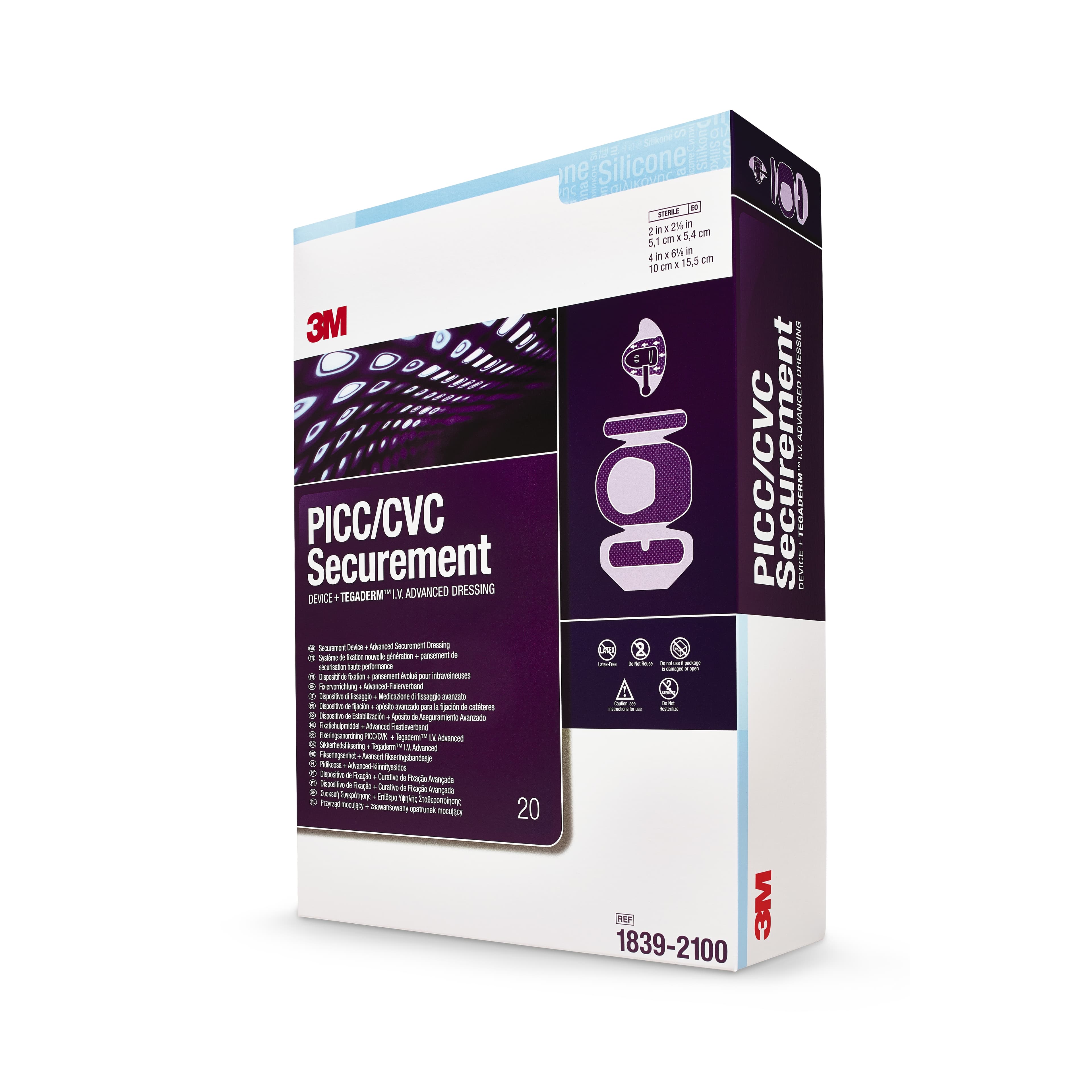 3M PICC-CVC Securement Device + Tegaderm IV Advanced Securement Dressing, 4 x 6-1/8" - Box of 20 - Image 1