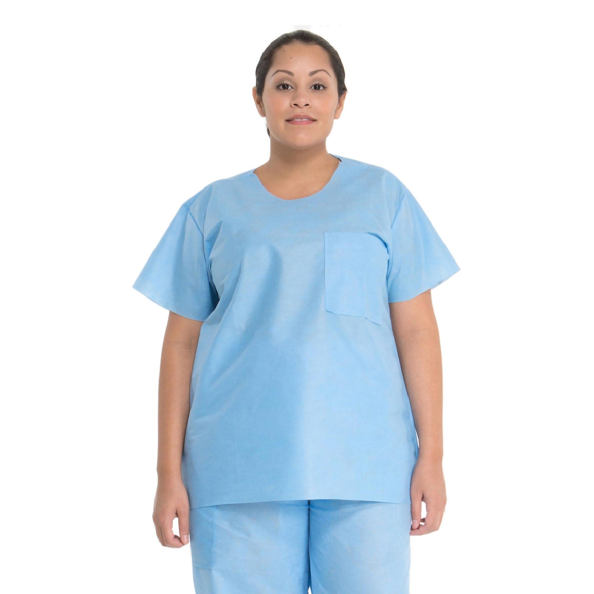 Halyard Inc Scrub Shirt, Blue, Medium - Case of 48 - Image 1