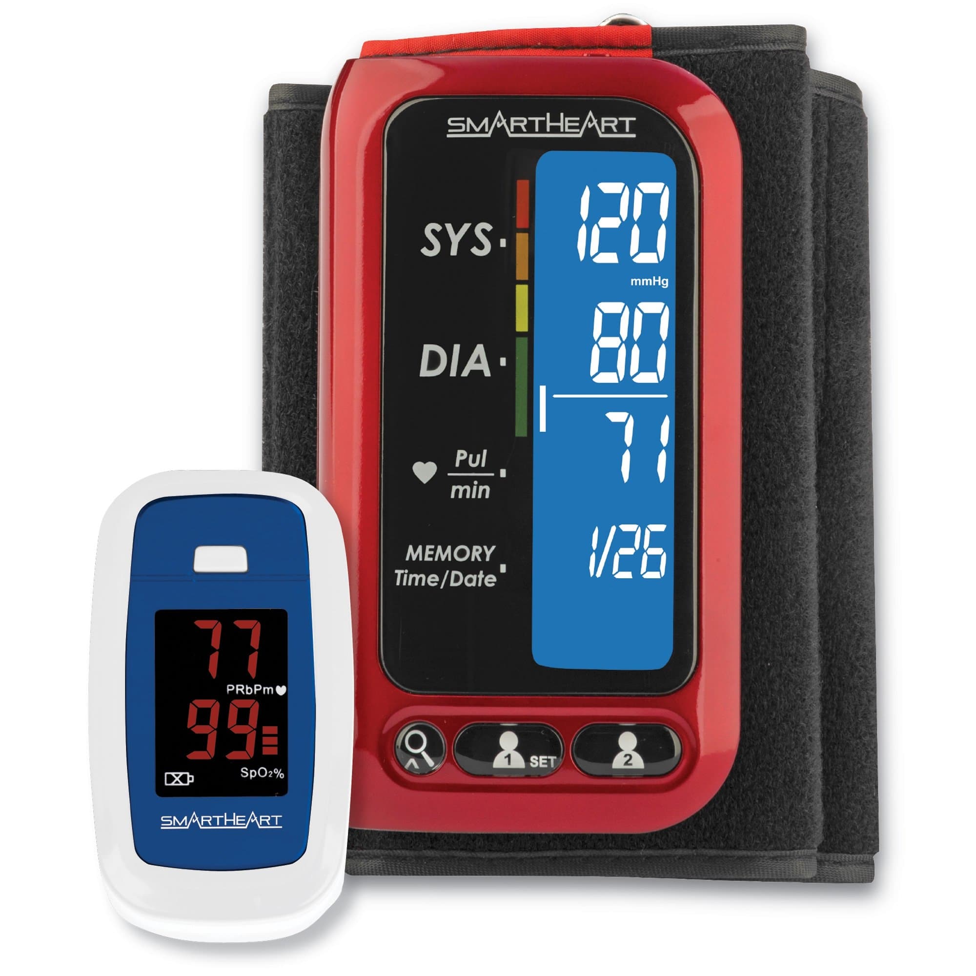SmartHeart Digital Blood Pressure Monitor with Pulse Oximeter – Adult Arm Cuff - Image 1